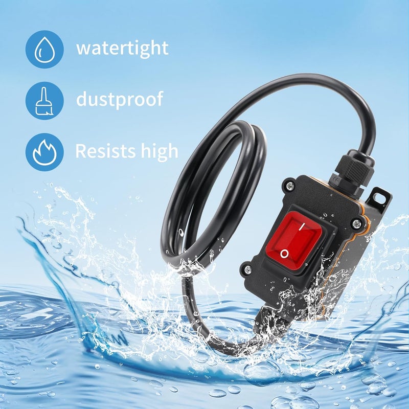 Tevacohn IP67 Waterproof Inline Cord Switch 12V-24V, ON/Off DC Power Switch with Red LED Light, 4-Pin DPST Rocker Switch with 14AWG Wire for Automotive, Marine, Outdoor, RV, Boats, Solar (with Copper Wire) - Image 2